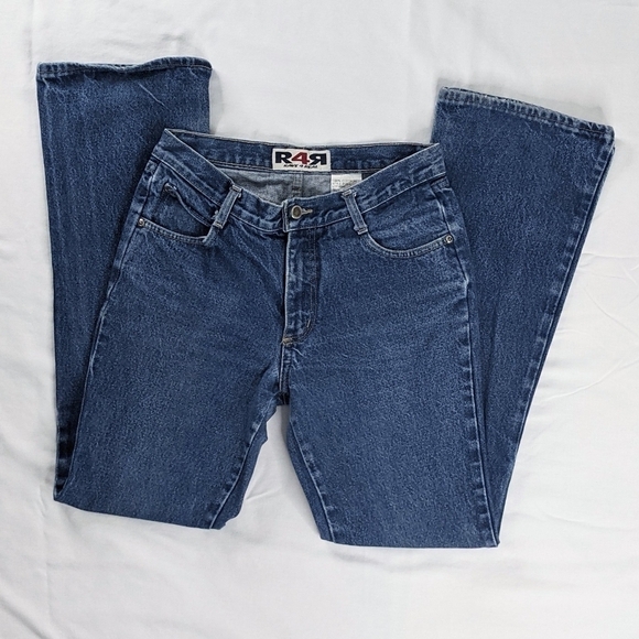 Y2K R4R Wide Leg Dark Wash Low Rise Flare Vintage Jeans - Picture 1 of 10